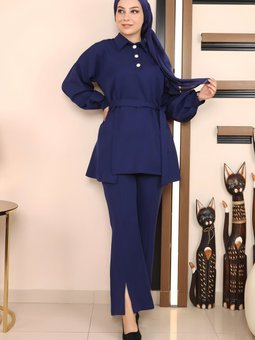 İndigo İkili Yırtmaçlı Takım