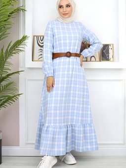 Mavi Fırfırlı Elbise