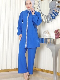 Mavi İkili Taş Detaylı Takım
