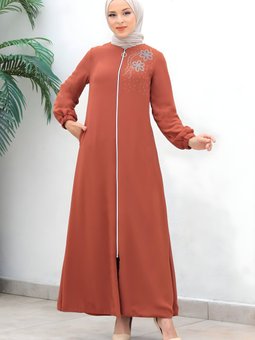 Somon Abiye Şifon Fermuarlı Ferace