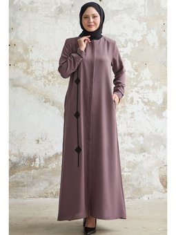 Baklava Detay Taş Gül Kurusu Ferace