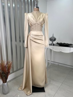 Güler Rana Zenn Abiye Elbise Altın Rengi