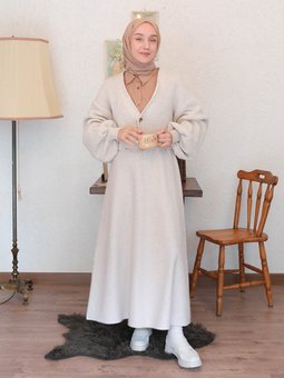 Kaşe Kloş Ceylan Otantik Etek Krem