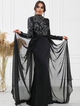 Lily Gizem Kış Abiye Elbise Siyah