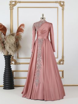 Şehrazat Larache Abiye Elbise Soğan Kabuğu