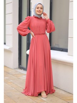 Somon Piliseli Kuyruklu Uzun Abiye Elbise