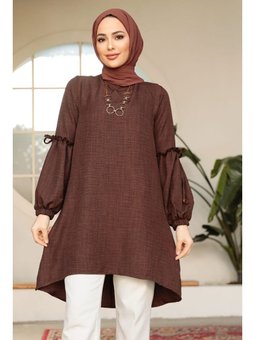 Balon Kol Kahverengi Tunik 4138kh
