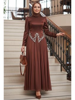 Boncuk Detaylı Kahverengi 55141kh