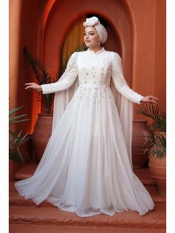 Boncuk Detaylı Pelerinli Beyaz 53141b