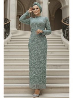 Boncuk İşlemeli Çağla Yeşili 52056cy