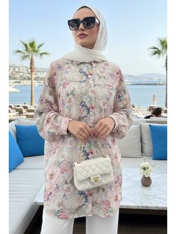 Çiçek Desenli Pembe Tunik 26602p