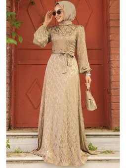 Desenli Vizon Abiye Elbise 23272v