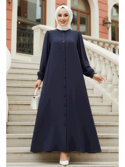 Düğmeli Füme Abaya 45283fu