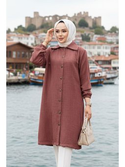 Düğmeli Kahverengi Tunik 70881kh