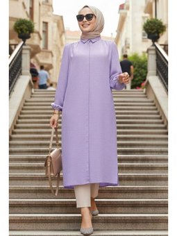 Düğmeli Lila Tunik 41401lıla