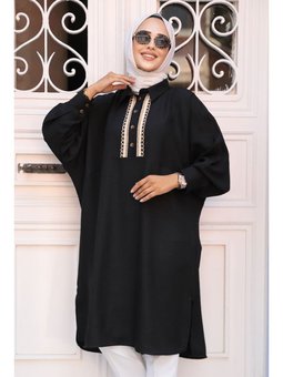 Düğmeli Siyah Tunik 663s