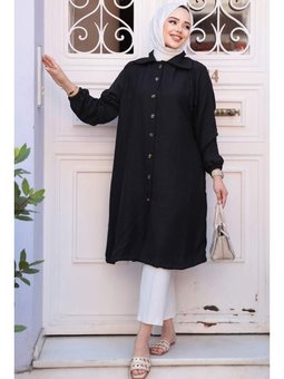 Düğmeli Siyah Tunik 70881s