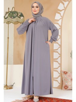 Fermuarlı Gri Ferace 45293gr