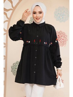 Nakış Desenli Siyah Tunik 40603s