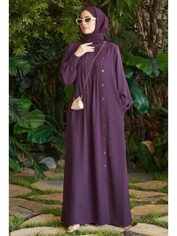 Berlin Yandan Düğmeli Ferace Mürdüm