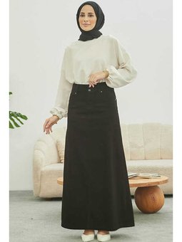 Klasik Gabardin Etek Siyah