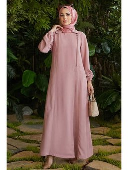 Krep Yan Fermuarlı Ferace Pudra