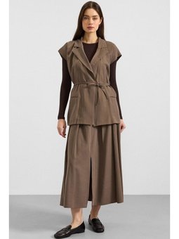 Bağcık Kapamalı Modal Haki Yelek