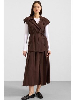 Bağcık Kapamalı Modal Yelek Kahve