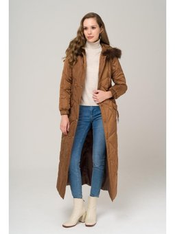 Kapüşonu Kürklü Çıt Kapamalı Kapitone Taba Kap