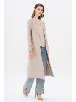 Sıfır Yaka Fermuar Detaylı Kapitone Desenli Hafif Kap Taş