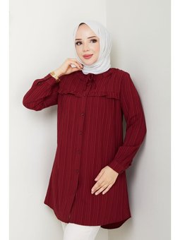 Yaka Detaylı Fırfırlı Robalı Gömlek