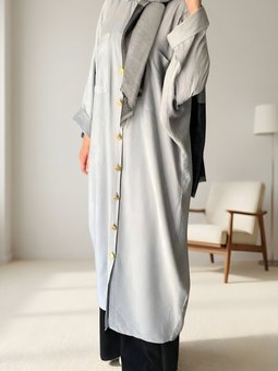 Gri Yarasa Kol Oversize Gömlek Tunik
