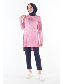 2186_batik Desen Görünümlü Baskılı Tunik