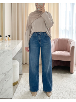 Cepli Fermuarlı Palazzo Tint Kot Pantolon