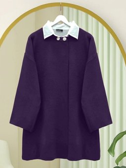 Çift Düğmeli Salaş Triko Mor Panço