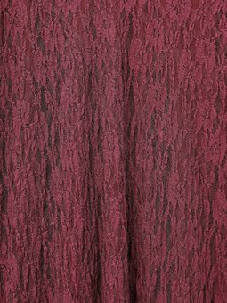 Desenli Astarlı Güpür Dantel Bordo Etek