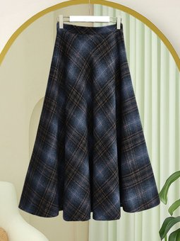 Ekose Desenli Yanı Fermuarlı Kaşe Çan Laci Etek