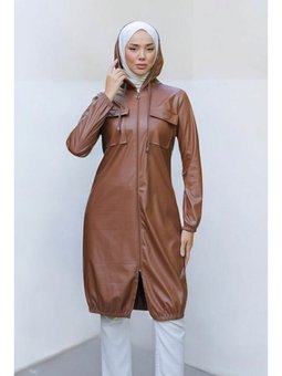 Kapaklı Cepli Boydan Fermuarlı Deri Taba Kap