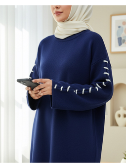 Kolları İpli Çizgili Yumoş Triko Laci Tunik