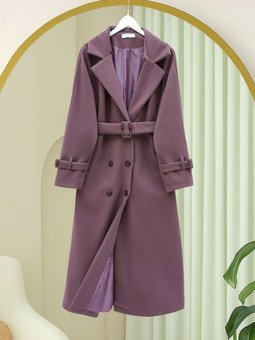 Önü Düğmeli Beli Ve Kolu Kemerli Cepli Astarlı Kaşe Vişne Kap