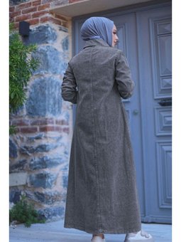 Torba Cepli Metal Düğmeli Uzun Kot Füme Kap