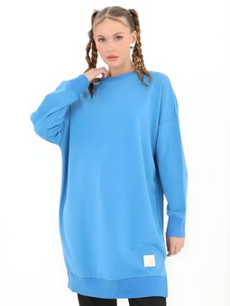İndigo İki İp Kumaş Basic Sweatshirt Tunik