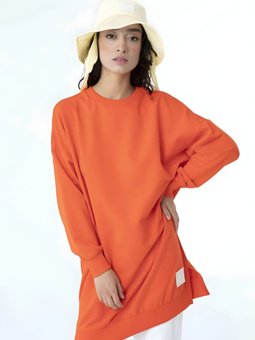 Somon İki İp Kumaş Basic Sweatshirt Tunik