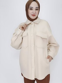 Taş İki İp Kumaş Pamuklu Cepli Ceket