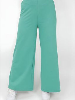 Yeşil Geniş Paça İp Kumaş Pantolon