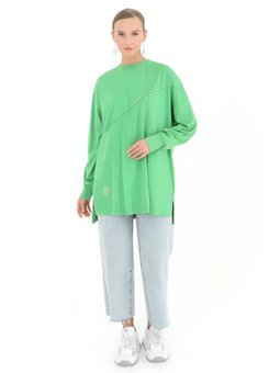 Yeşil Viskon Önü Taşlı Tunik