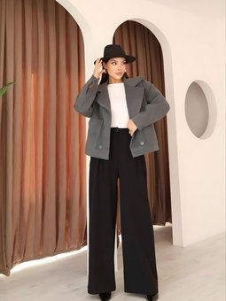 Gri Kısa Kaşe Ceket