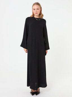 Bağlama Detaylı Basic Siyah Elbise