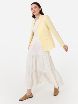 Beli Lastikli Kat Detaylı Poplin Basic Beyaz Etek