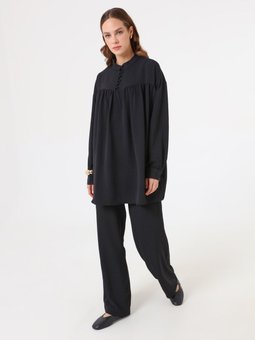 Brit Detaylı Aerobin Siyah Takım